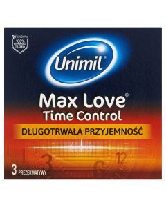 Unimil Max Love Time Control, prezerwatywy, 3 szt.