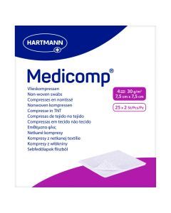 Kompres włóknisty jałowy Medicomp, 4 warstwowe, 7,5 cm x 7,5 cm, 50 szt.