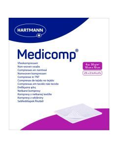 Kompres włóknisty jałowy Medicomp, 4 warstwowe, 10 cm x 10 cm, 50 szt.