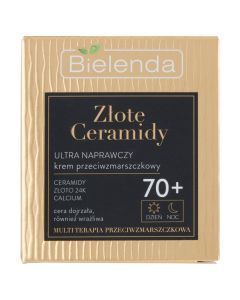 Bielenda Złote Ceramidy 70+, Ultra naprawczy krem przeciwzmarszczkowy, 50 ml