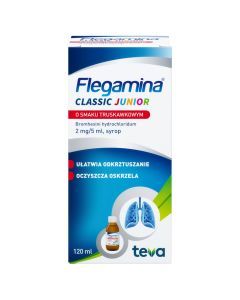 Flegamina Junior o smaku truskawkowym, (2 mg / 5 ml), syrop, 120 ml