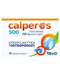 Calperos 500, 200 mg jonów wapnia, kapsułki twarde, 30 szt.