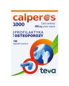 Calperos 1000, 400 mg jonów wapnia, kapsułki twarde, 100 szt.