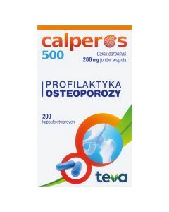 Calperos 500, 200 mg jonów wapnia, kapsułki twarde, 200 szt.