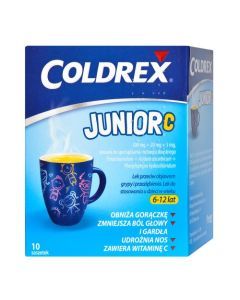 Coldrex Junior C, proszek do sporządzania roztworu doustnego, 10 saszetek