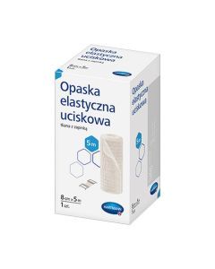 Opaska elastyczna uciskowa tkana z zapinką, 8 cm x 5 m, 1 szt.