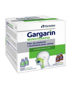 Gargarin Mukoterapia, zestaw do płukania i nawilżania jamy ustnej, 4 x 225 ml