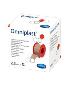 Omniplast, przylepiec mocujący z tkaniny wiskozowej, biały, 5 m x 2,5 cm, 1 szt.