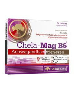 Olimp Chela-Mag B6 Ashwagandha + żeń-szeń, kapsułki, 30 szt.