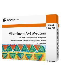 Vitaminum A+E Medana, 2500 j.m.A + 200 mg E, kapsułki,  20 szt.