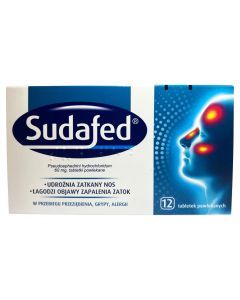 Sudafed, 60 mg, tabletki powlekane, 12 szt.