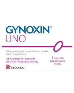 Gynoxin Uno, 600 mg, kapsułki dopochwowe, miękkie, 1 szt.