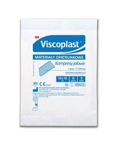Viscoplast, jałowe kompresy gazowe z gazy bawełnianej, 17-nitkowe, 8 warstw, 10 cm x 10 cm, 3 szt.