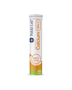 Calcium + witamina C, tabletki musujące o smaku pomarańczowym, 20 szt. (Polski Lek)