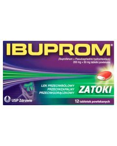 Ibuprom Zatoki, 200 mg + 30 mg, tabletki powlekane, 12 szt.