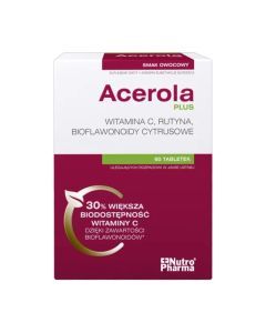 NutroPharma, Acerola Plus, tabletki do ssania, smak owocowy, 60 szt.