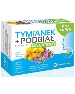 Tymianek + Podbiał, pastylki do ssania na gardło, bez cukru, 16 szt.