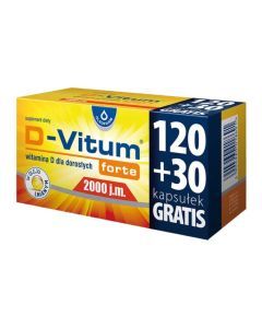D-Vitum Forte 2000 j.m., kaps.,150 szt (120szt+30szt)