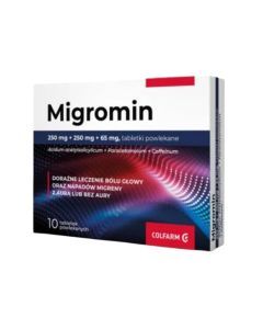 Migromin, 250 mg + 250 mg + 65 mg, tabl.powl., 10 szt
