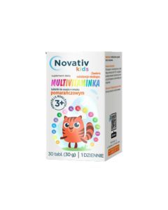 Novativ Kids Multivitaminka, 30 tabletek do ssania o smaku pomarańczowym