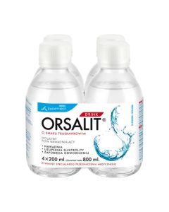 Orsalit drink, doustny płyn nawadniający, smak truskawkowy, 4 x 200 ml
