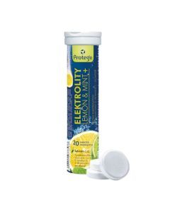 Protego Elektrolity Lemon&Mint+,tabletki musujące z witaminą C i glukozą,20 szt.