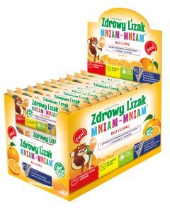 Zdrowy Lizak MniamMniam 12wit2min,b/cukru,pomaran,40szt,disp