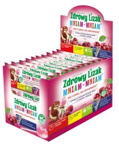 Zdrowy Lizak MniamMniam,musuj.wisnia,b/cukr,40szt,disp