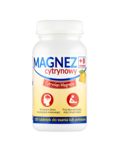 Magnez cytrynowy B Complex, tabletki, smak cytrynowy, 100 szt.