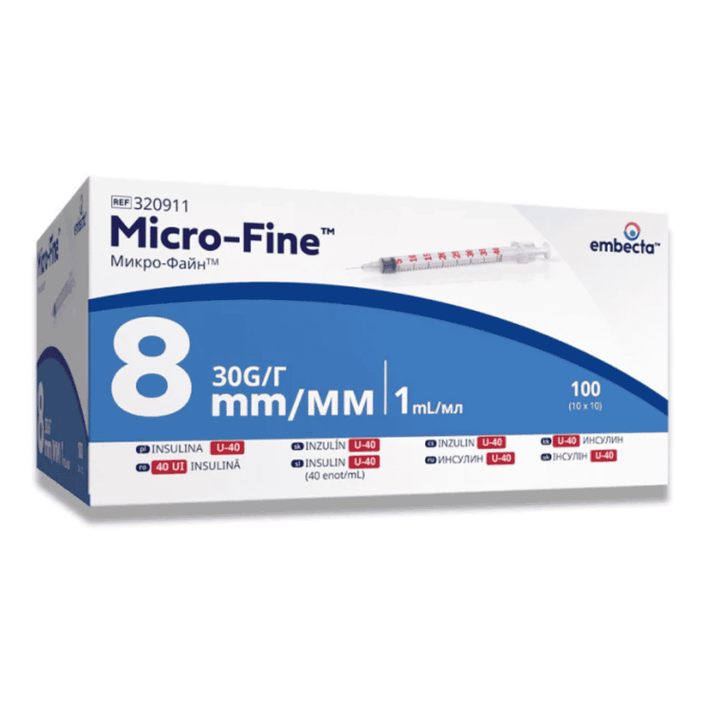Micro-Fine,strz.ins,jed,1ml,30Gx8mm,x100(ref.320911)