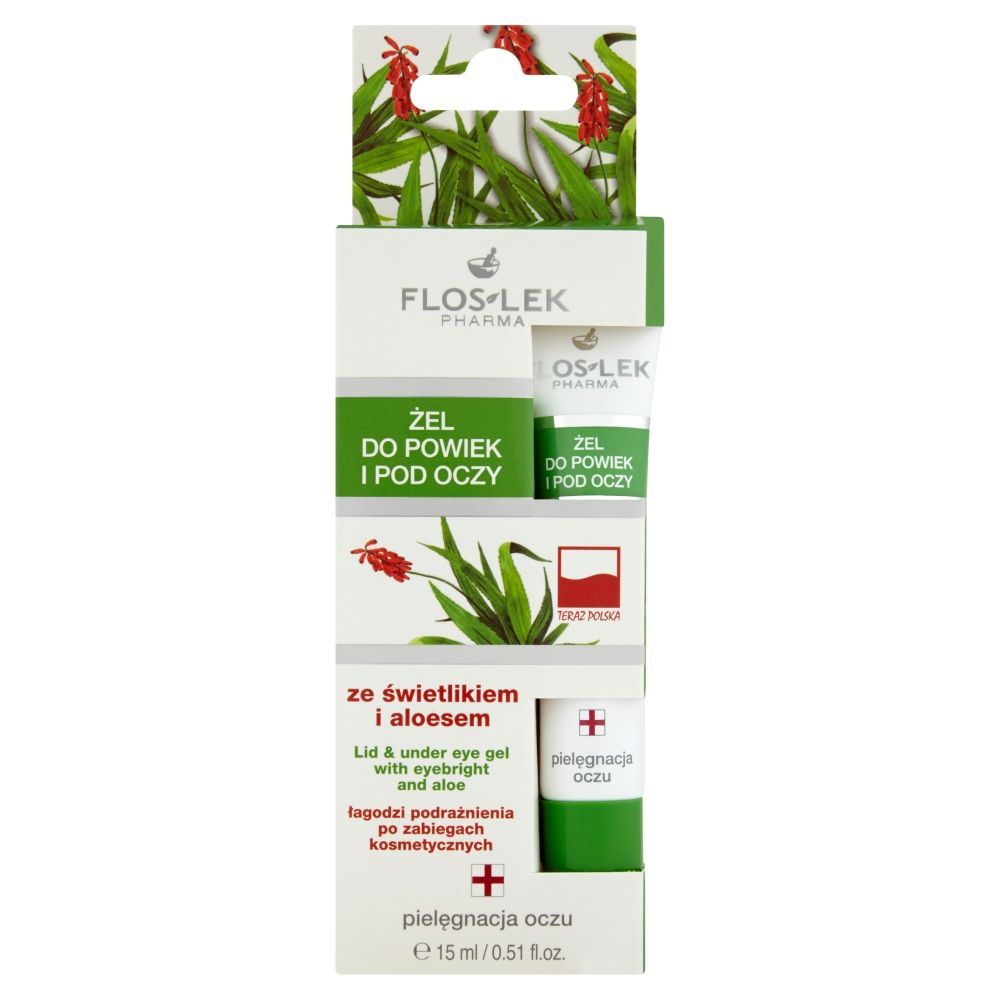 Flos-Lek Pharma, żel do powiek i pod oczy, ze świetlikiem i aloesem, 15 ml