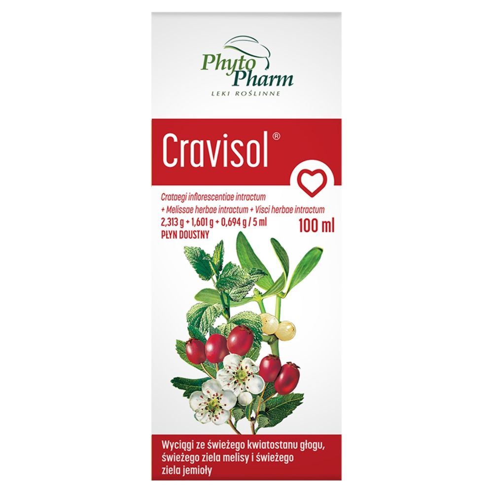 Cravisol, 2,313 g + 1,601 g + 0,694 g/5 ml, płyn doustny, 100 ml