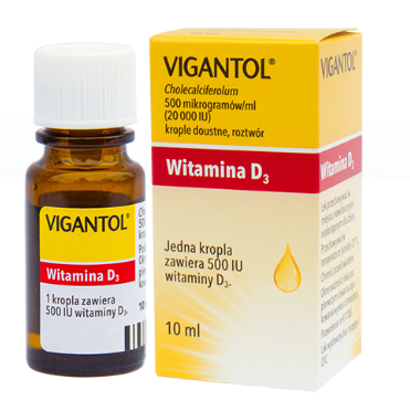 Vigantol, 500 mikrogram&oacute;w/ml (20 000 IU), krople doustne, roztw&oacute;r