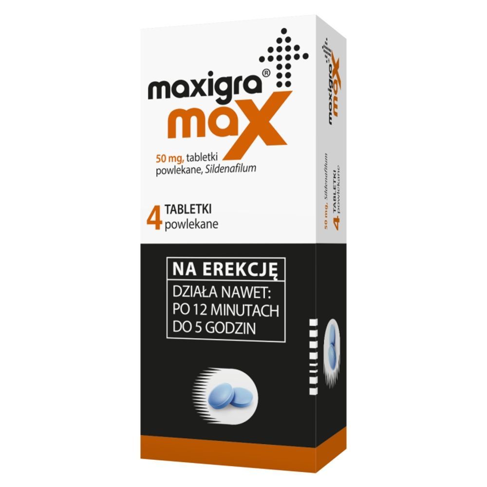 Maxigra Max, 50 mg, tabletki powlekane, 4 sztuki
