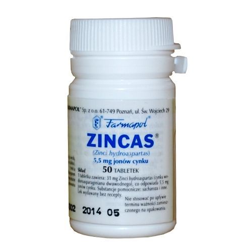 Zincas, 5,5 mg jon&oacute;w cynku, tabletki, 50 szt.