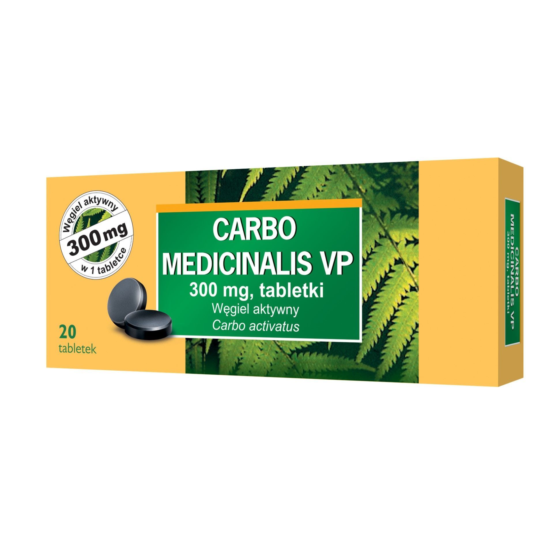 Carbo medicinalis VP, 300 mg, tabletki, 20 sztuk