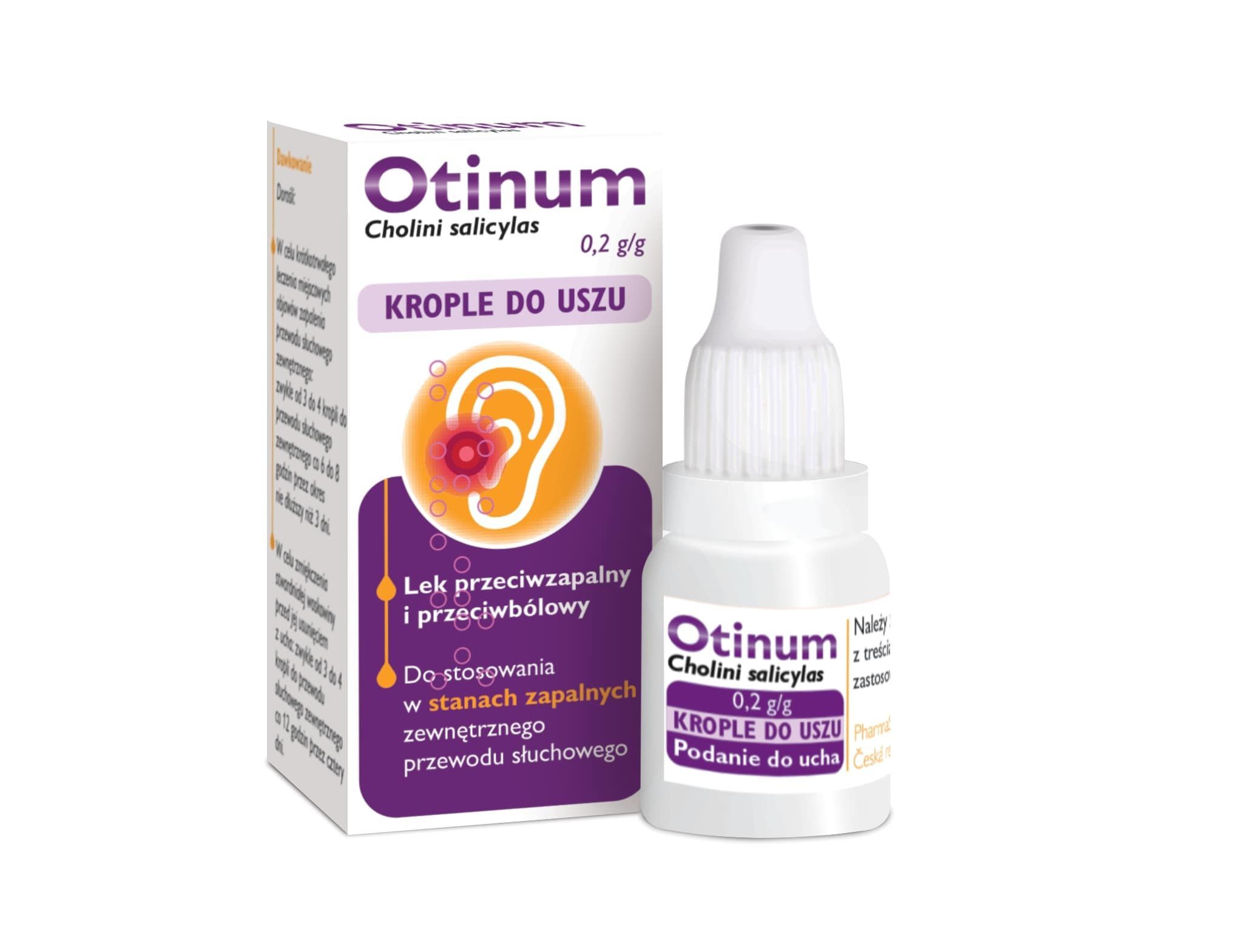 Otinum, 20% (200 mg/g), krople do uszu, 10 g