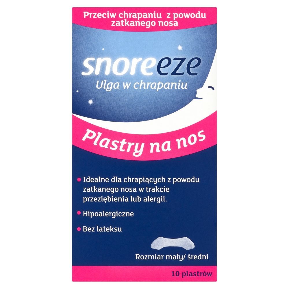 Snoreeze, Plastry na nos ulga w chrapaniu, rozmiar mały-średni, 10 szt.