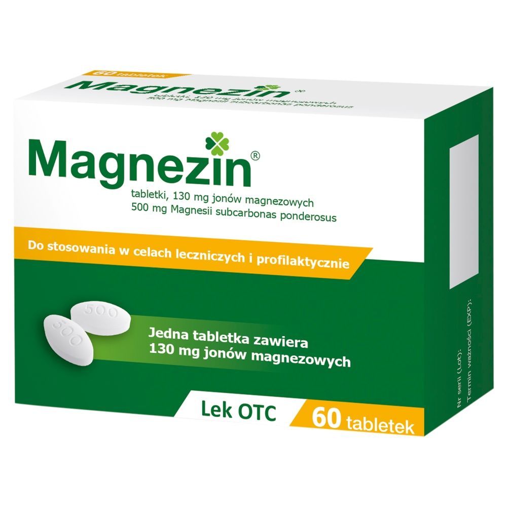 MAGNEZIN, 130 mg jon&oacute;w magnezowych, tabletki, 60 sztuk