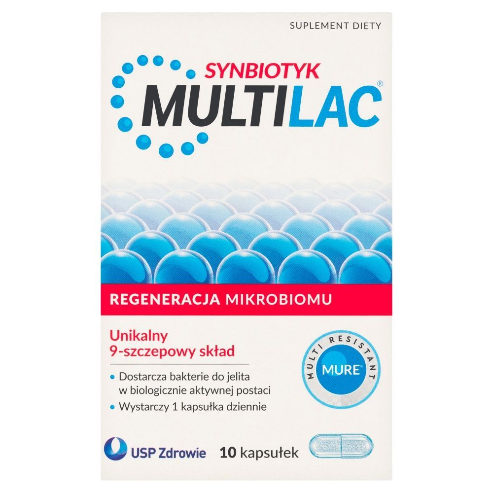 Multilac, kapsułki, synbiotyk (probiotyk +prebiotyk), 10 szt.