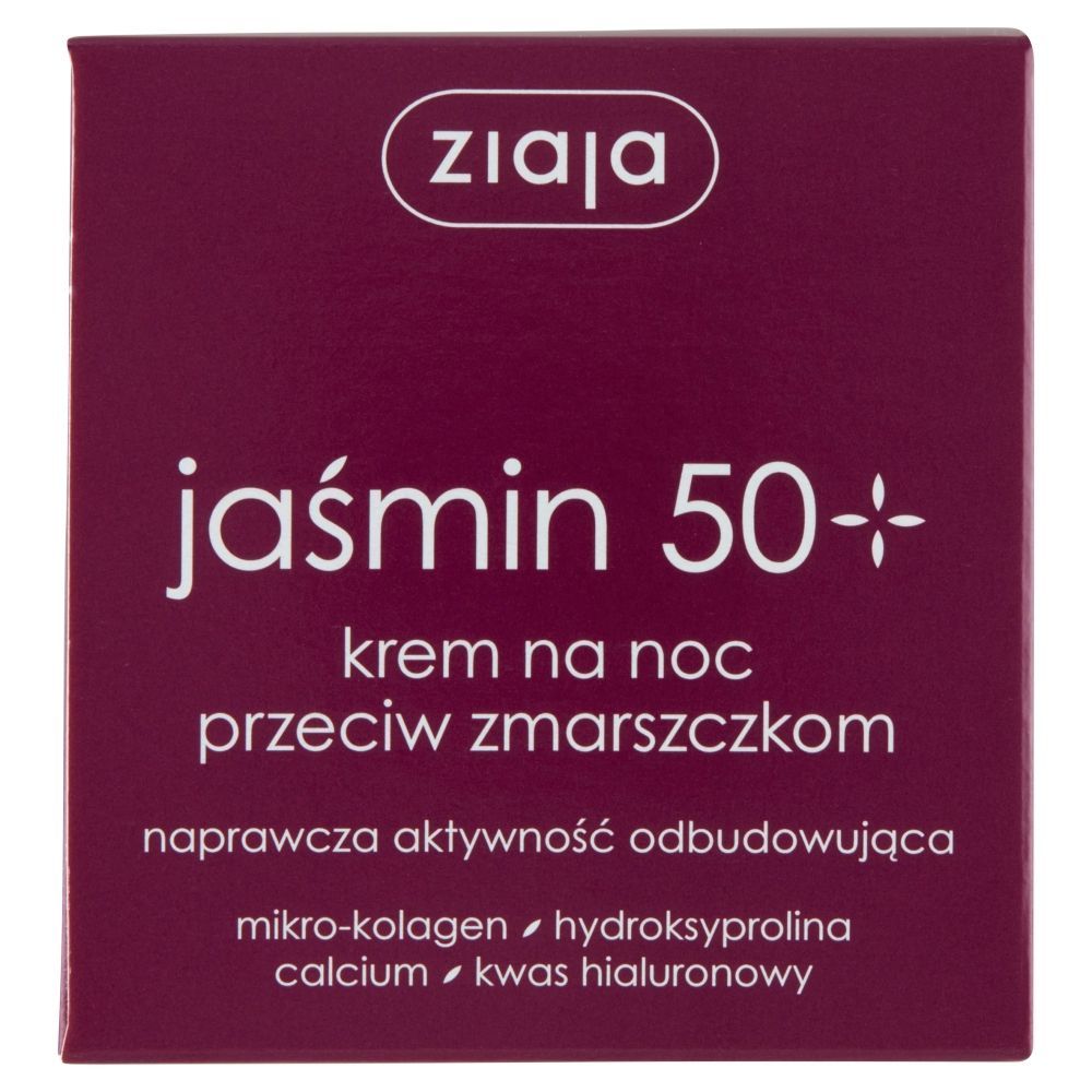 Ziaja, jaśmin w kremie przeciw zmarszczkom 50+ na noc, 50 ml