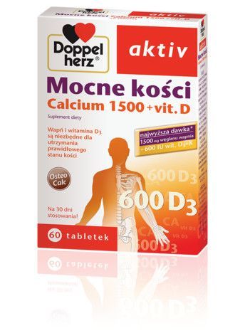 Doppelherz aktiv Mocne kości, Calcium 1500 + witamina D, tabletki, 60 szt.