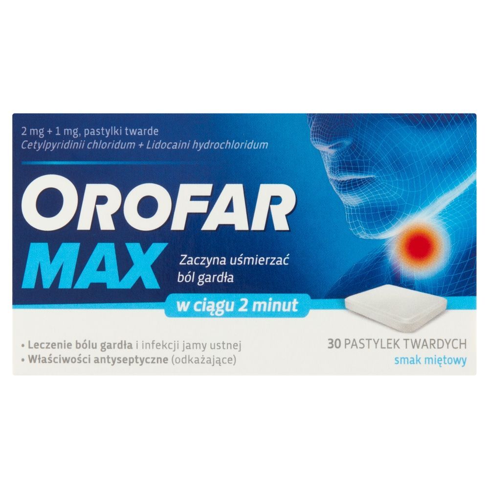 Orofar MAX, 2 mg+1 mg, pastylki twarde, 30 szt.
