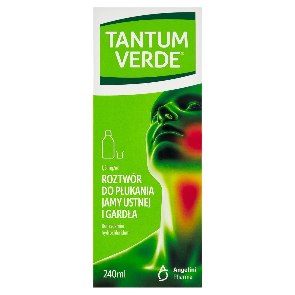 Tantum Verde, 0,15%, roztw&oacute;r do płukania jamy ustnej i gardła, 240 ml