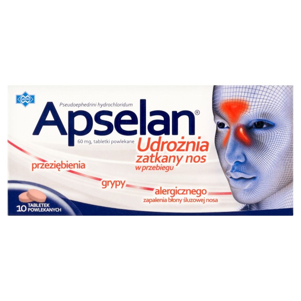 Apselan, 60 mg, tabletki powlekane, Opakowanie zawiera 10 tabletek powlekanych.