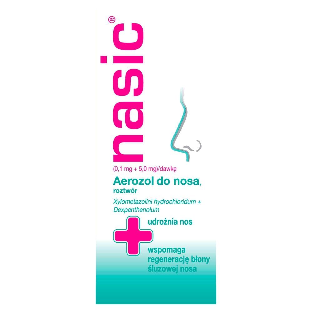 Nasic, (0,1 mg + 5,0 mg)/dawkę, aerozol do nosa, 10 ml