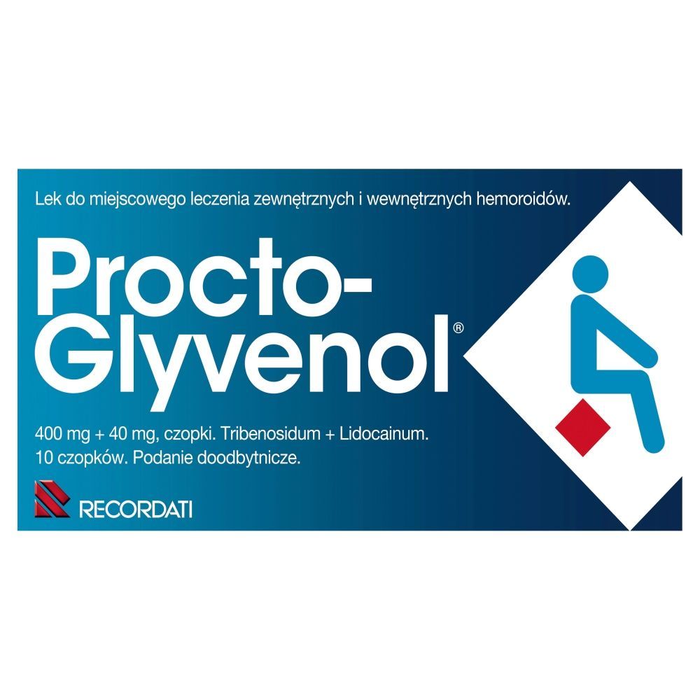 Procto-Glyvenol, 400 mg + 40 mg, czopki doodbytnicze, 10 szt.