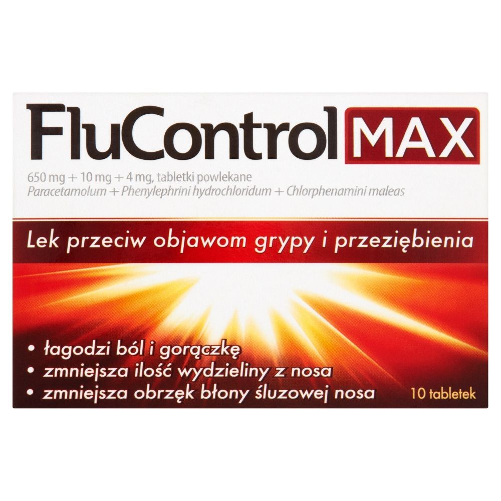 FluControl MAX 650 mg + 10 mg + 4 mg, tabletki powlekane, 10 sztuk