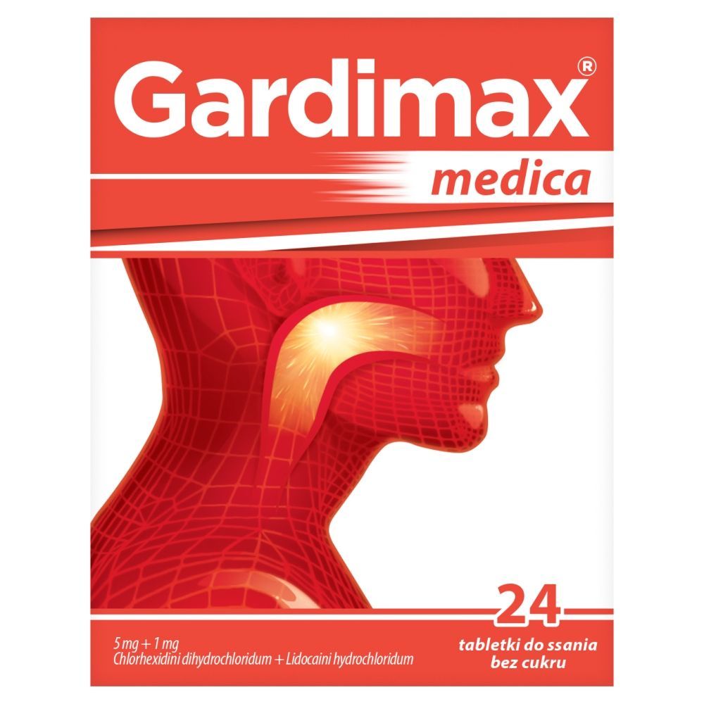 GARDIMAX medica, 5 mg +1 mg, tabletki do ssania 24 sztuki