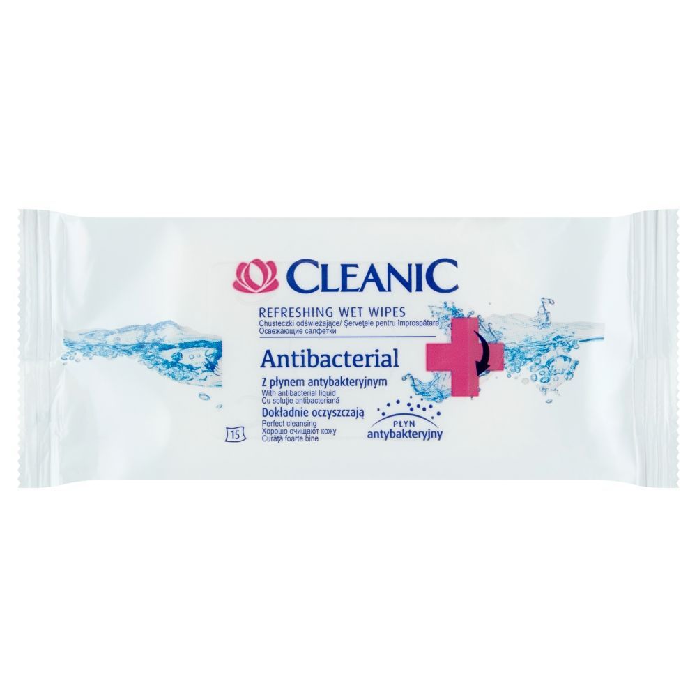 Cleanic Antibacterial, chusteczki odświeżające, 15 szt.